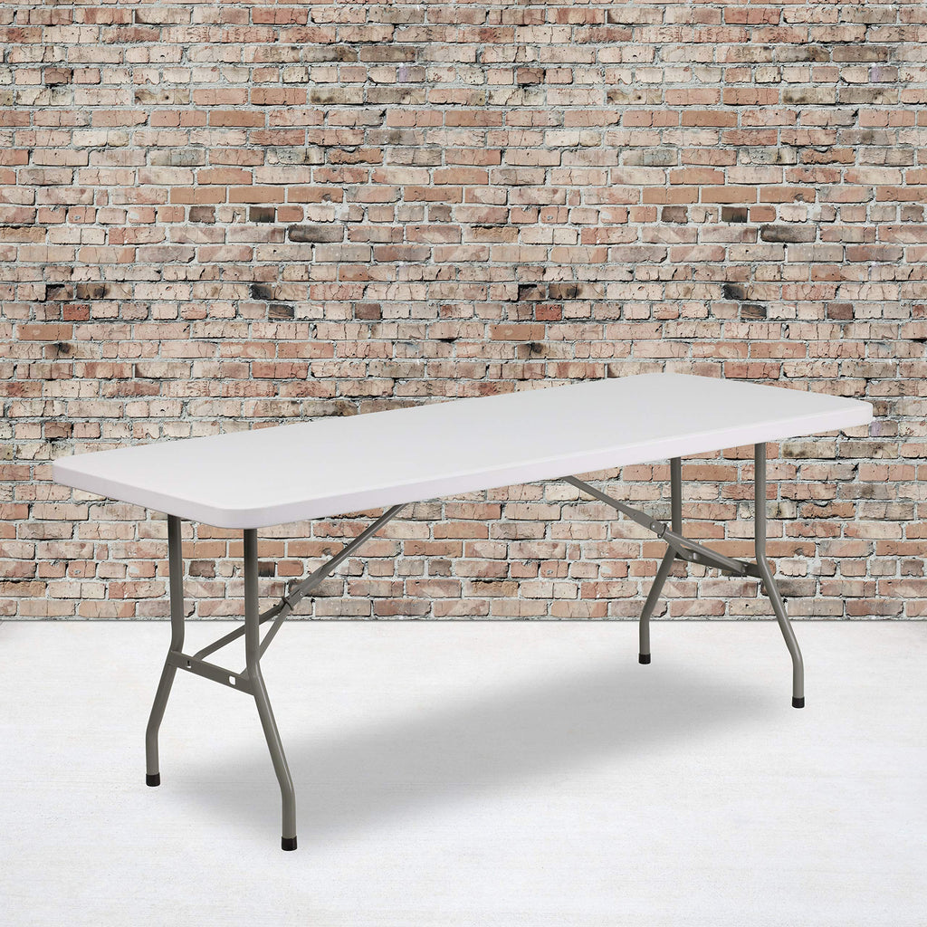 6-Foot Granite White Plastic Folding Table X613